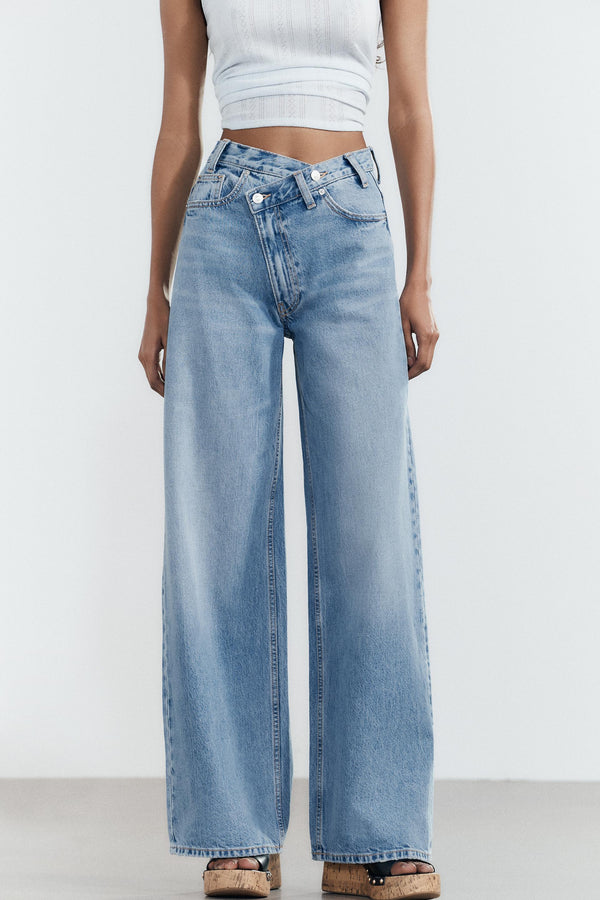 WILLOWS HIGH-RISE WIDE LEG CROSSOVER WAIST JEANS