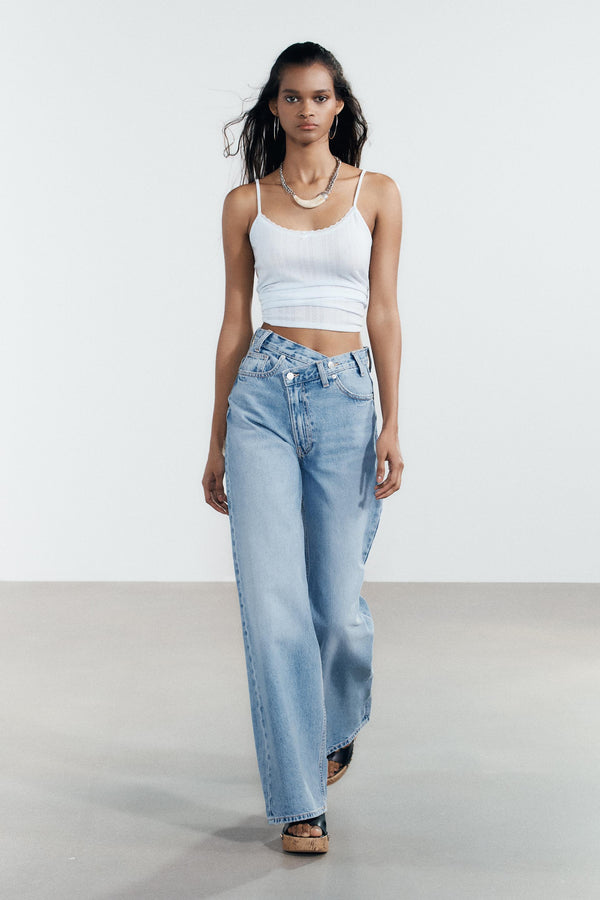 WILLOWS HIGH-RISE WIDE LEG CROSSOVER WAIST JEANS