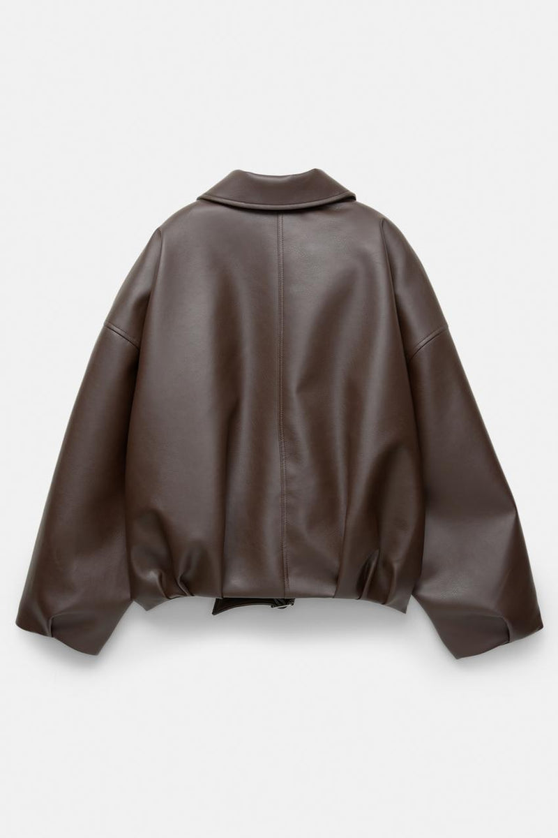 Ava Belted Faux Leather Jacket