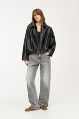 Ava Belted Faux Leather Jacket
