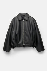 Ava Belted Faux Leather Jacket