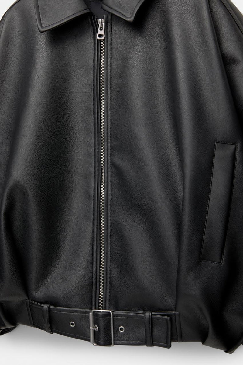 Ava Belted Faux Leather Jacket