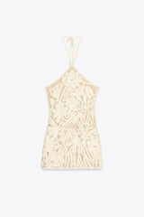 EMBROIDERED HALTER DRESS