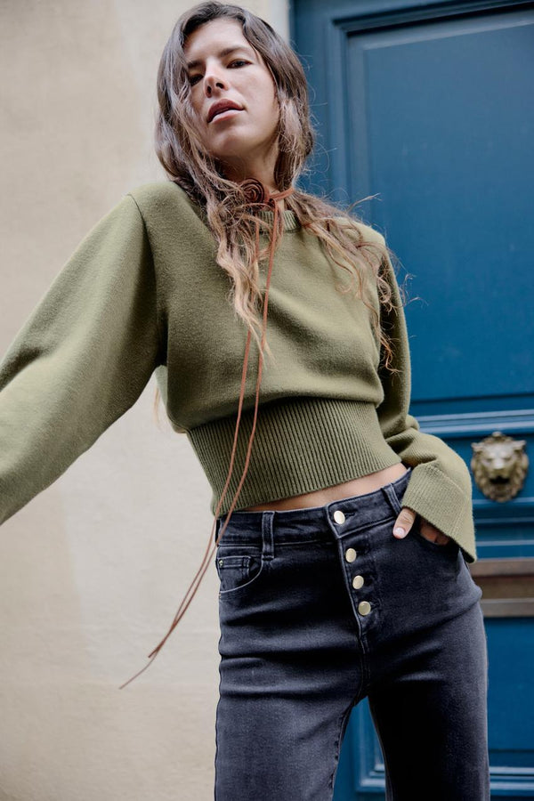 Olive Wide Sleeve Knit