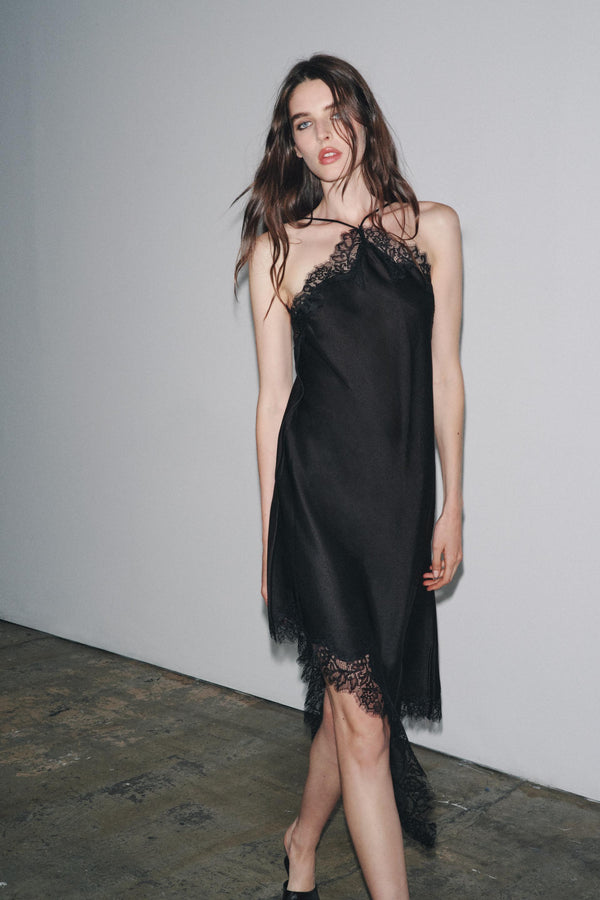 Iris Satin Lace Dress