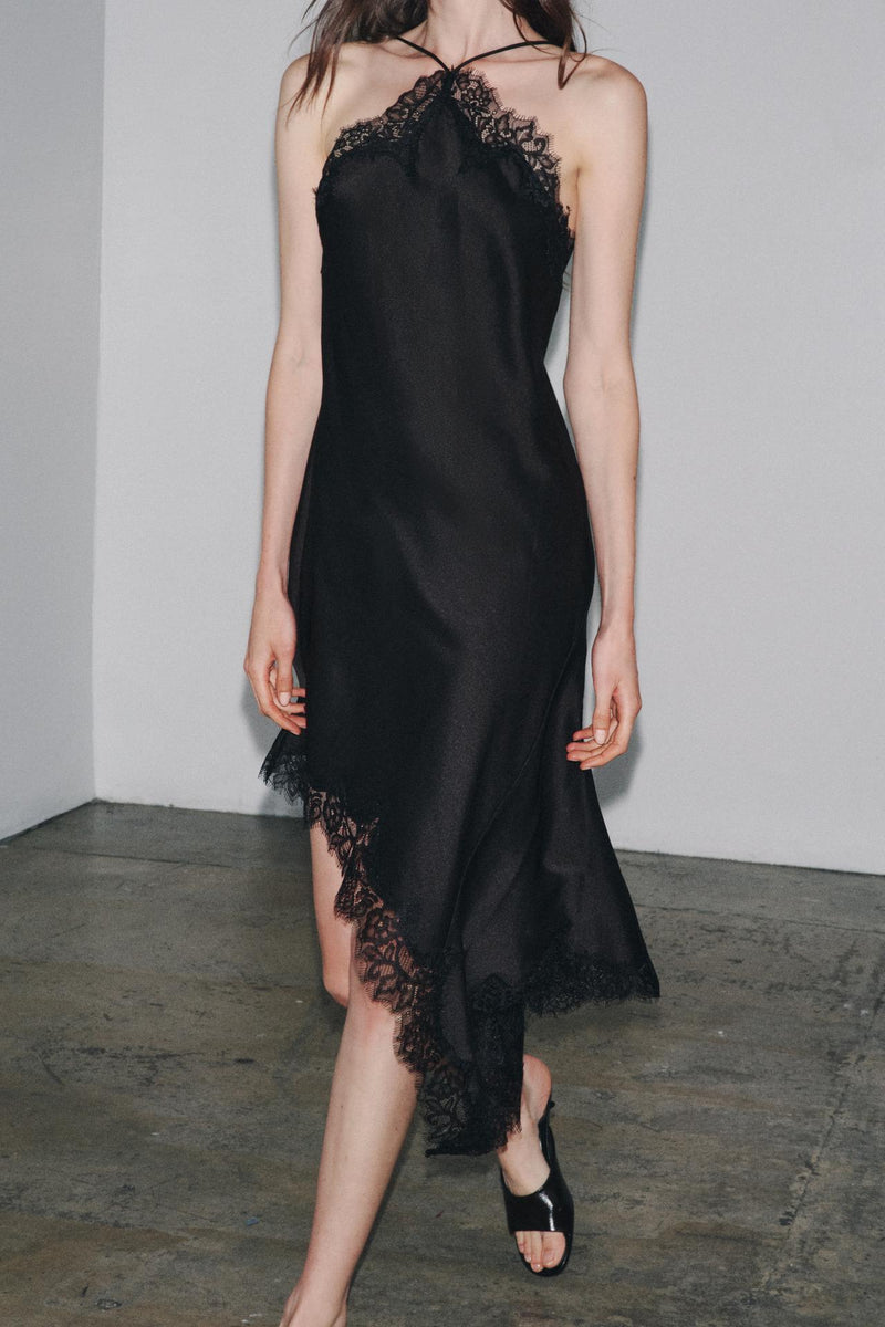 Iris Satin Lace Dress