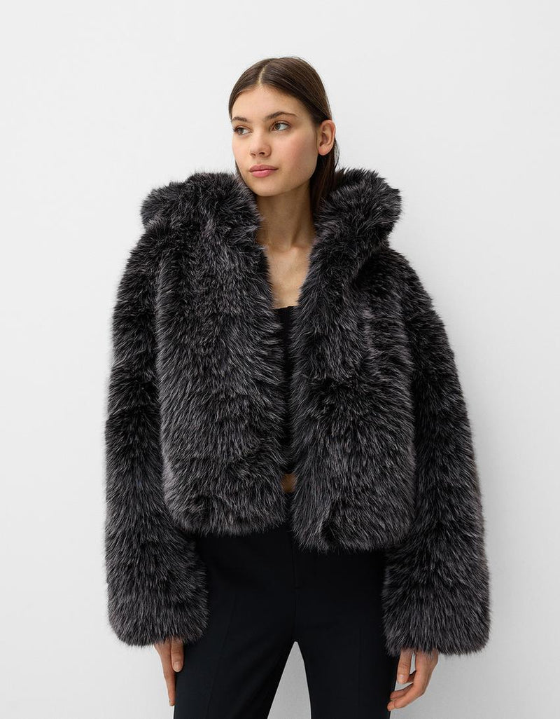 Hooded Faux Fur Jacket