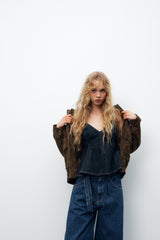 Denim Peplum Top
