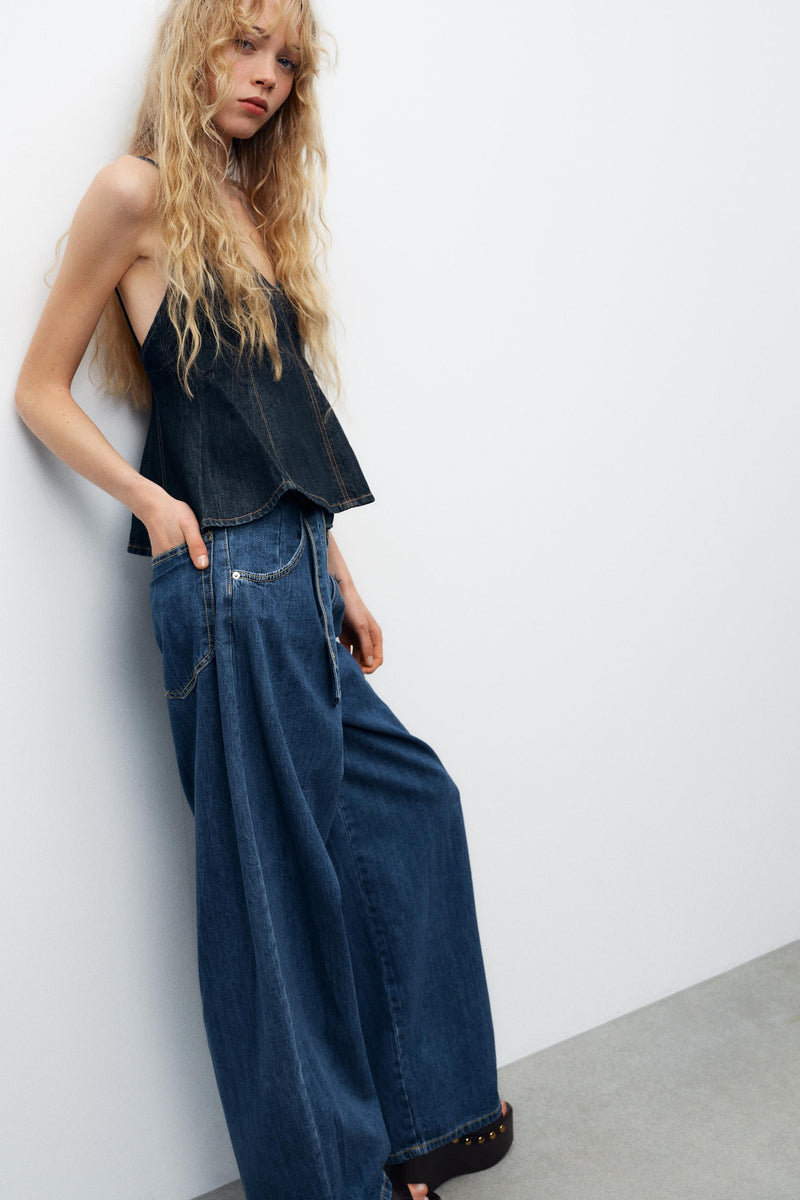 Denim Peplum Top