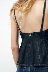 Denim Peplum Top