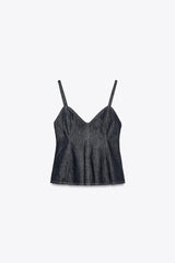 Denim Peplum Top