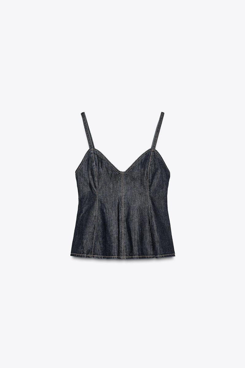Denim Peplum Top