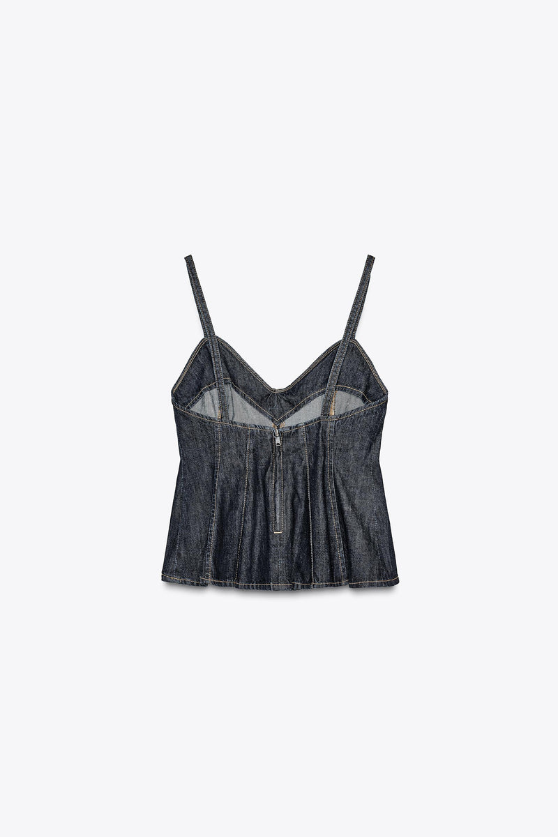 Denim Peplum Top