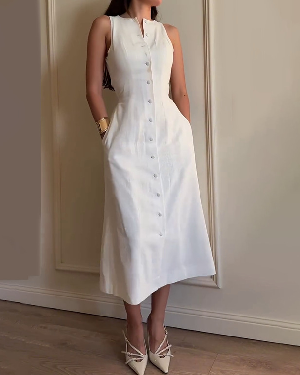 Monet Button Dress