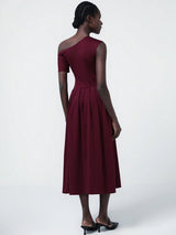 Aveloria Asymmetrical Pleat Midi Dress