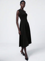 Aveloria Asymmetrical Pleat Midi Dress