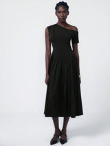 Aveloria Asymmetrical Pleat Midi Dress
