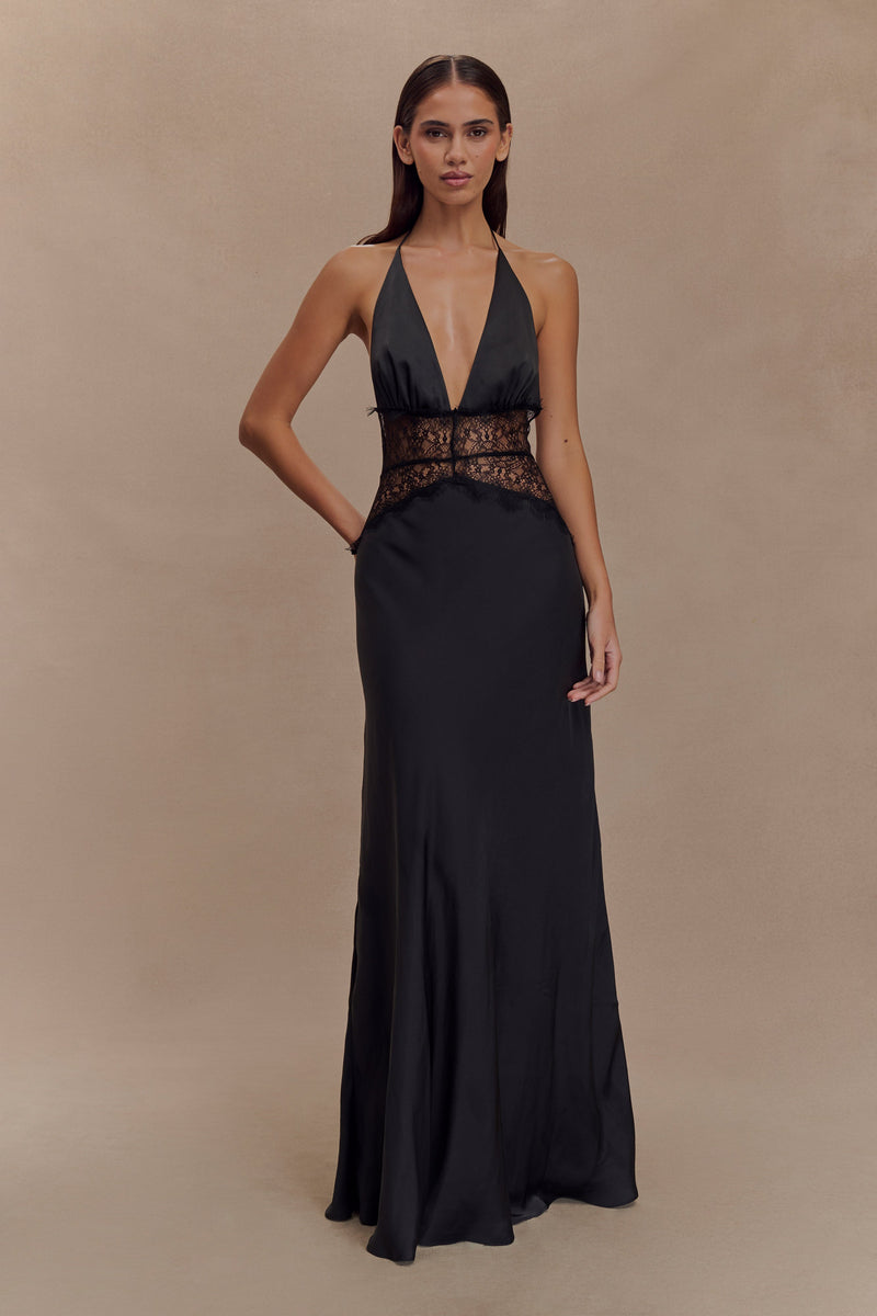 Noiréa Lace and Satin Dress - Luxurise Fashion - 