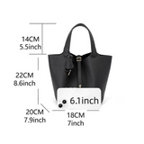 Leather Bucket Lock Bag