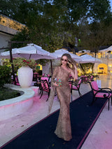 One Shoulder Leopard Maxi Dress