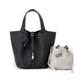 Leather Bucket Lock Bag