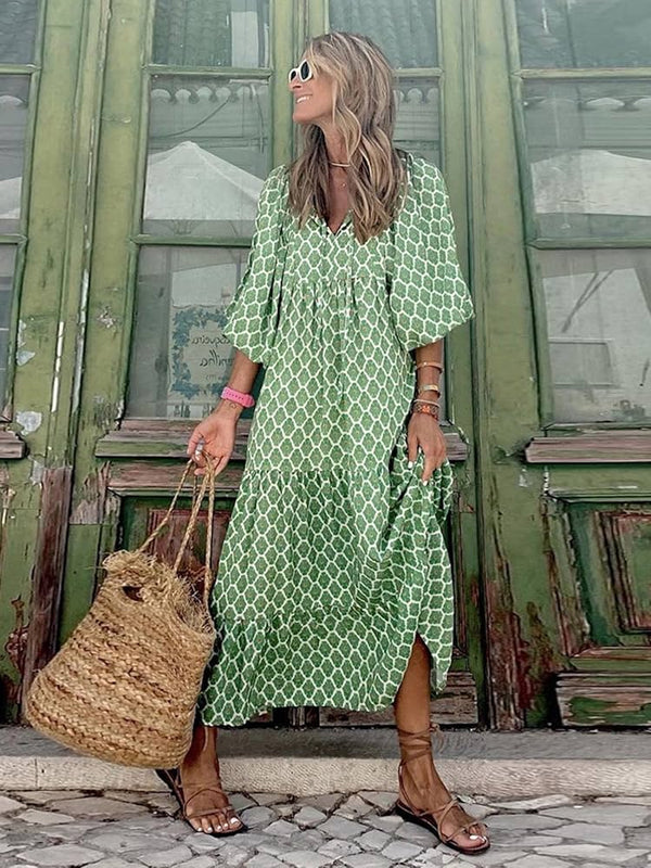 Puff Sleeve Floral Boho Maxi