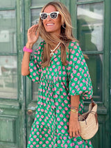 Puff Sleeve Floral Boho Maxi