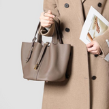 Leather Bucket Lock Bag