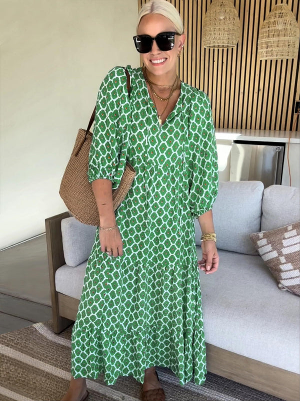 Puff Sleeve Floral Boho Maxi