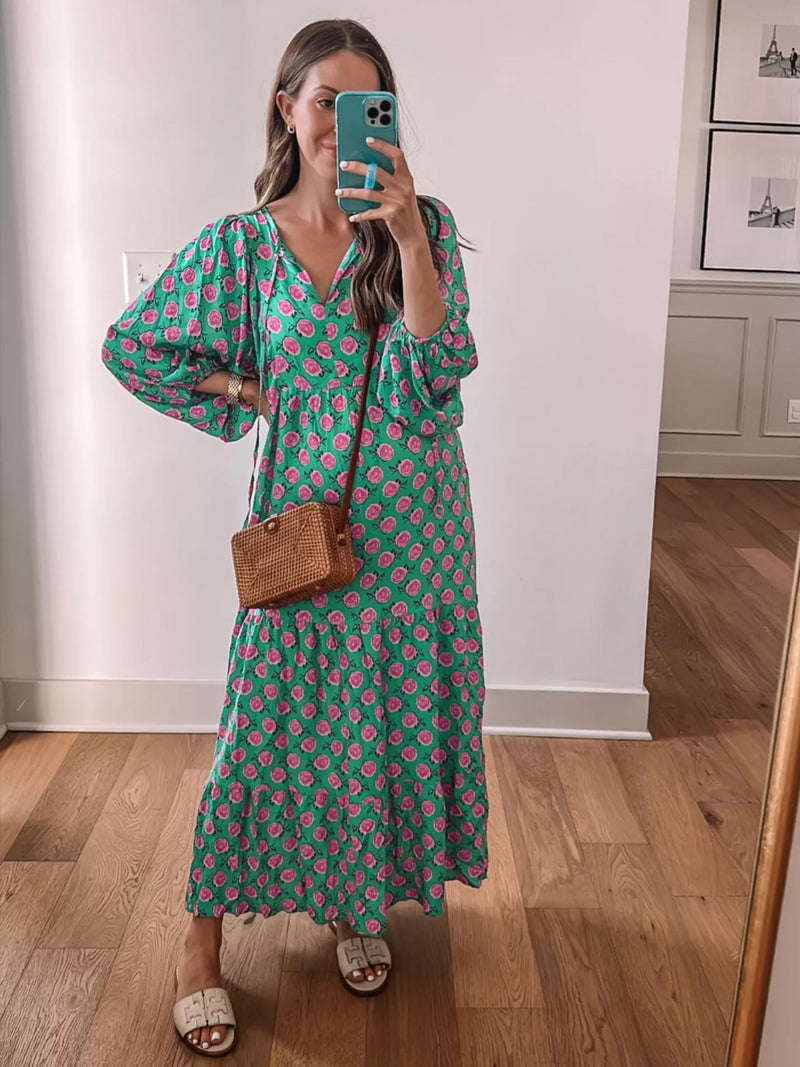 Puff Sleeve Floral Boho Maxi