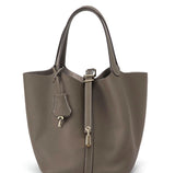 Leather Bucket Lock Bag