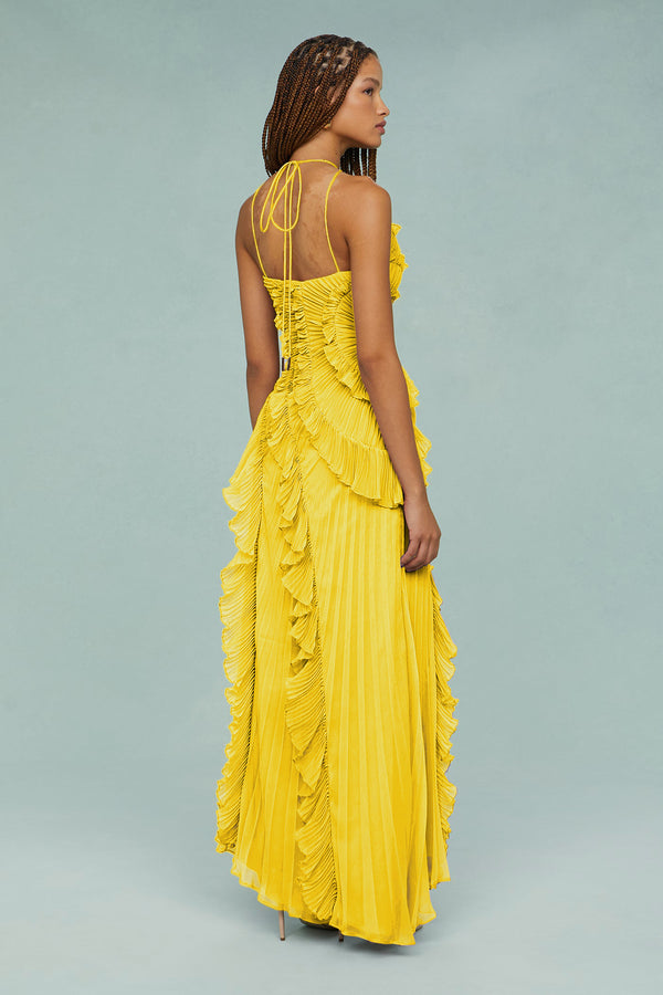Lorelie Halter Dress - Lemon