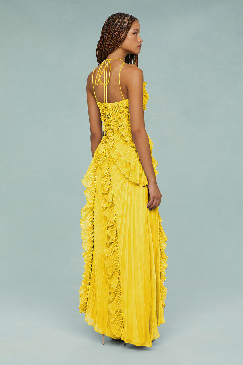 Lorelie Halter Dress - Lemon