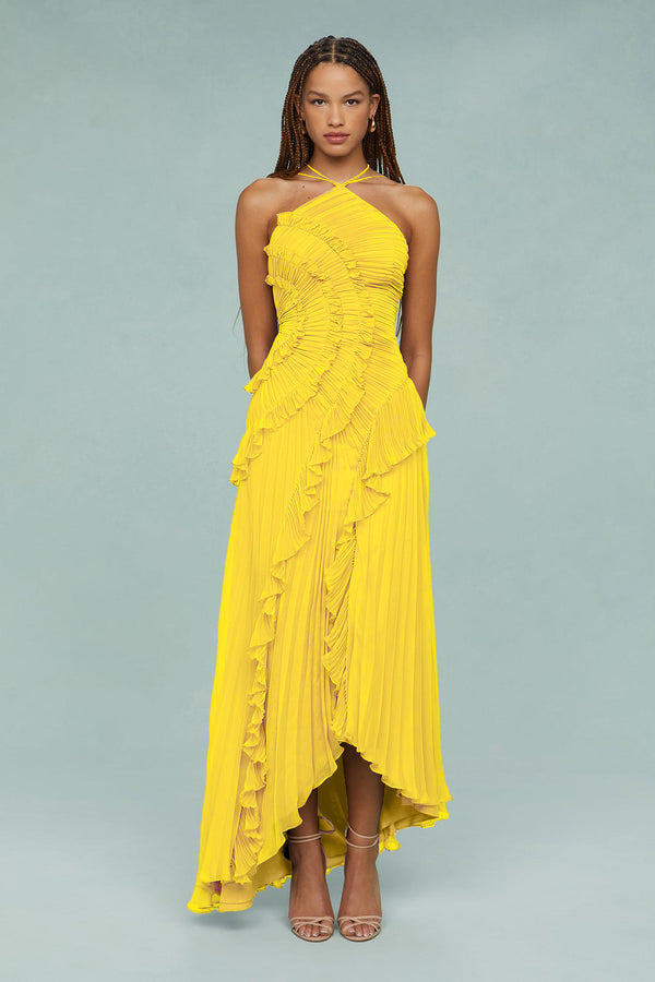 Lorelie Halter Dress - Lemon