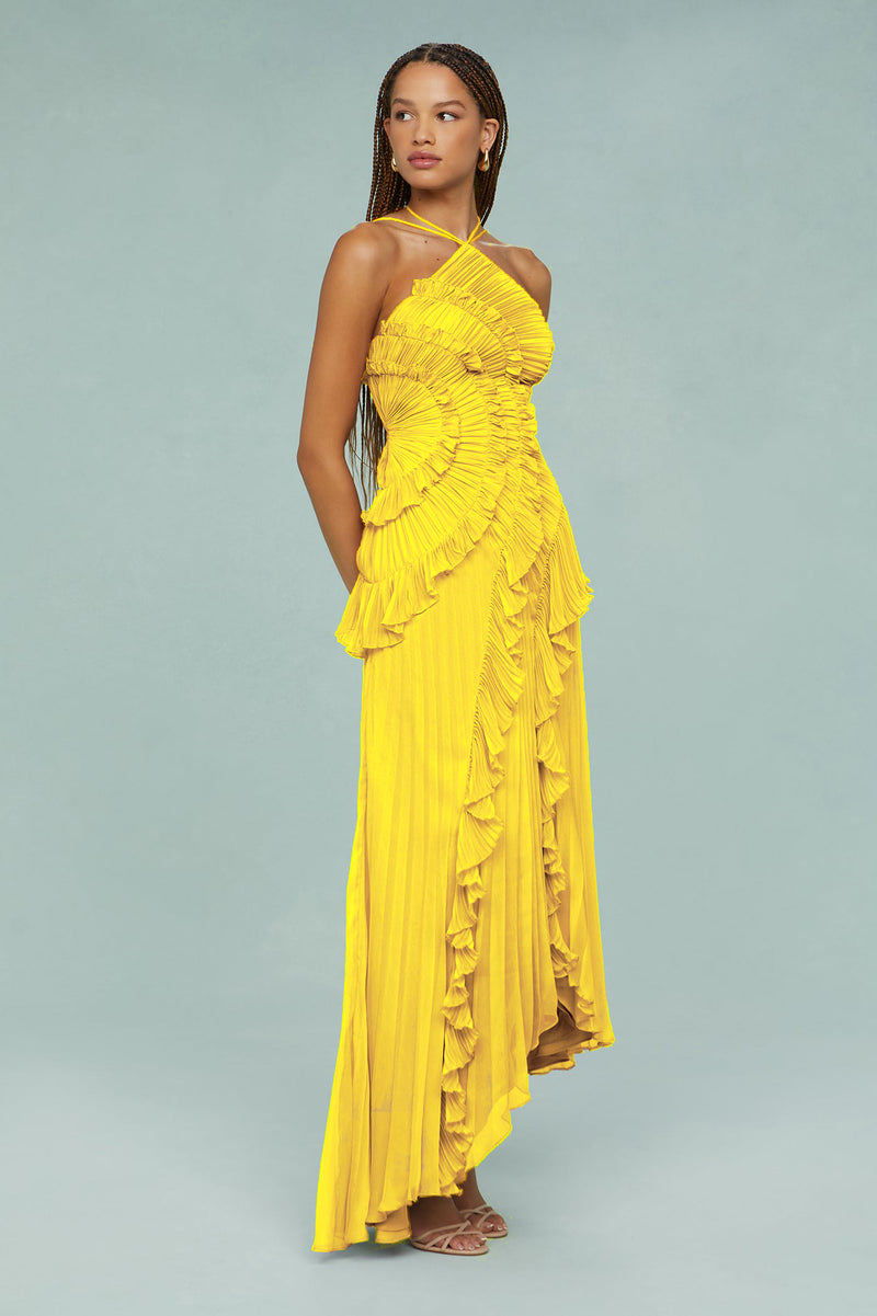 Lorelie Halter Dress - Lemon
