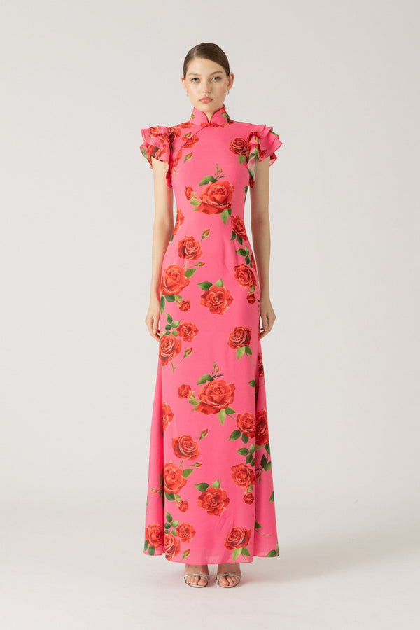 SAU LEE Sylvie Rosa Dress - Pink Rose Print / 00