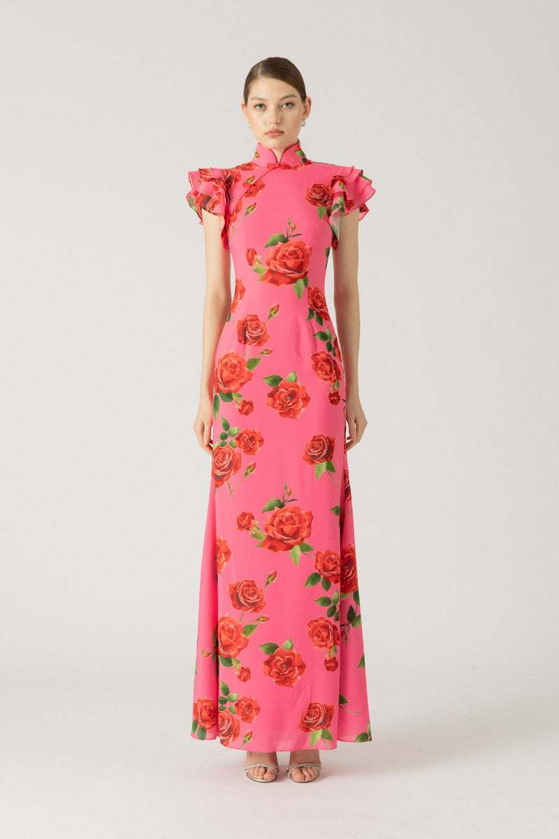 SAU LEE Sylvie Rosa Dress - Pink Rose Print / 00