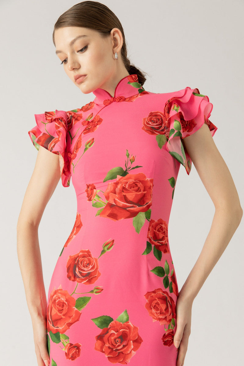 SAU LEE Sylvie Rosa Dress - Pink Rose Print / 00