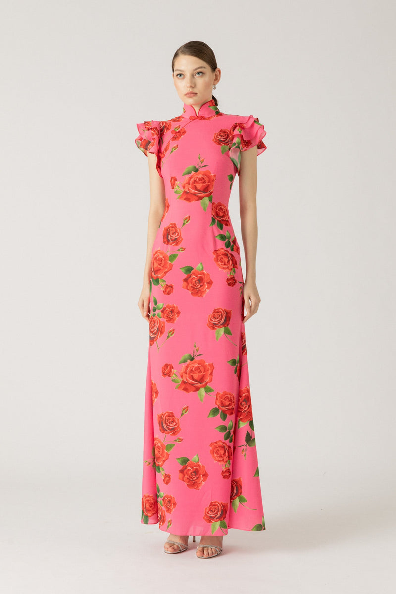 SAU LEE Sylvie Rosa Dress - Pink Rose Print / 00