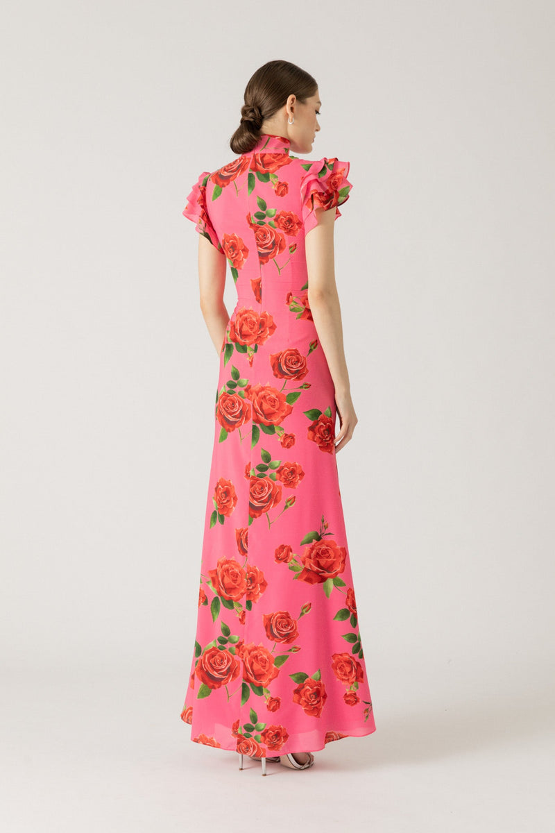 SAU LEE Sylvie Rosa Dress - Pink Rose Print / 00