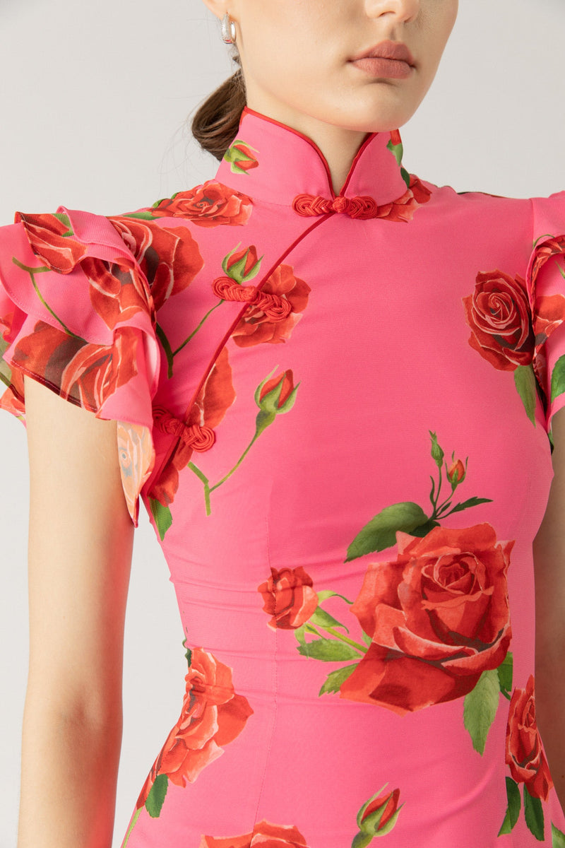 SAU LEE Sylvie Rosa Dress - Pink Rose Print / 00