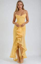 Ruby Charming Ruffled Gown