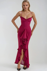 Ruby Charming Ruffled Gown