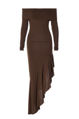 Bella Off-shoulder Flare Midi Knit Dress