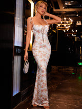     floral straps rose maxi dress#color_rose