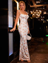     rose floral straps maxi dress#color_rose