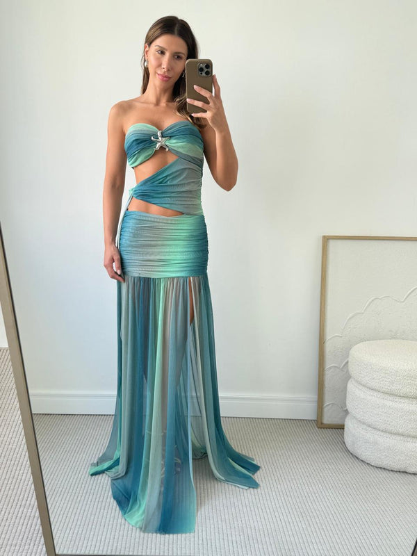 CHRISTAL Starfish Strapless Maxi Dress