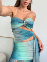 CHRISTAL Starfish Strapless Maxi Dress